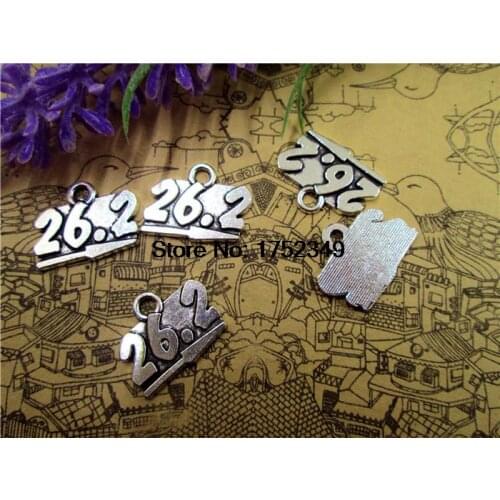 20pcs Marathon Charms Antique Tibetan Silver Tone 26.2 Miles Fitness Marathon or Jogging 19mm x 15mm
