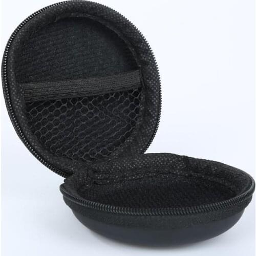 Zippered Portable Round Shape Earphone Bag Headset Box Hand Spinner Earphone Case Hard USB Cable Organizer