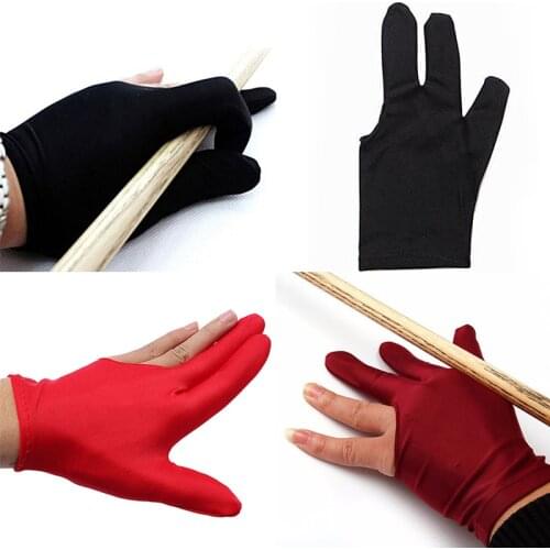 1pc Professional 3 Finger Nylon Billiard Gloves Pool Cue Shooters Snooker Gloves Left Hand Glove Black, Blue, Red, Purple Color