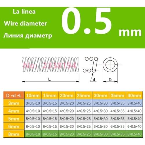 304 stainless steel hook Compression will spring toy spring 0.5 mm wire spring OD3/4/5/6/8 mm 20 PCS