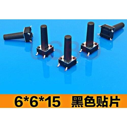 SMD SMT Touch Switch With Button Brass Tact Switch For Toys 4 Legs 6*6*15mm Black