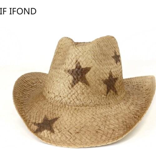 Western Cowgirl Natural Straw Summer Hat Sun Spray Paint Cowboy Hat Casual Beach Panama Cap 2021 New Arrival