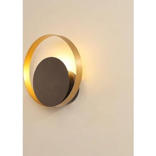 Post-modern brass color round personality creative wall lamp bedroom bedside hotel corridor 8W LED wall lamp
