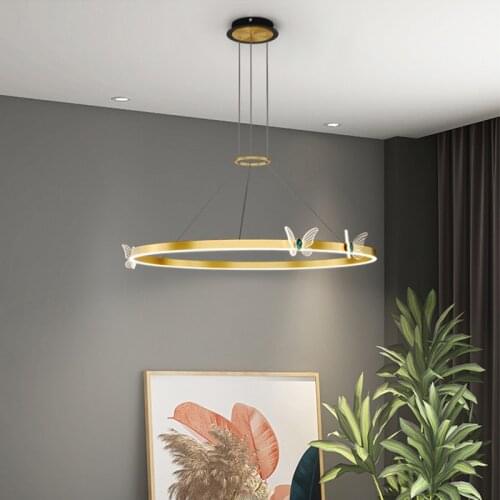 Modern minimalist creative LED butterfly lamp office chandelier shop modeling lamps living room bedroom round chandelier