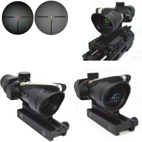Tactical Hunting Rifle Scope Optic Sight Green Red Fiber ACOG 4X32 With Markings For Shooting