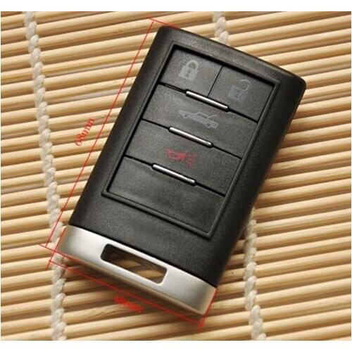 Smart Remote Key Case 4 Buttons FOB Shell For Cadillac Entry Key Blanks with Battery Clamp