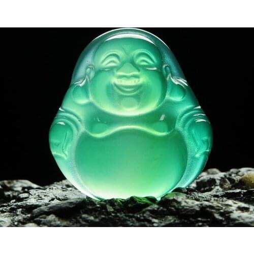 Fine jewelry handmade jewelry natural green Jade Buddha pieces bare stone original accessories jade Buddha