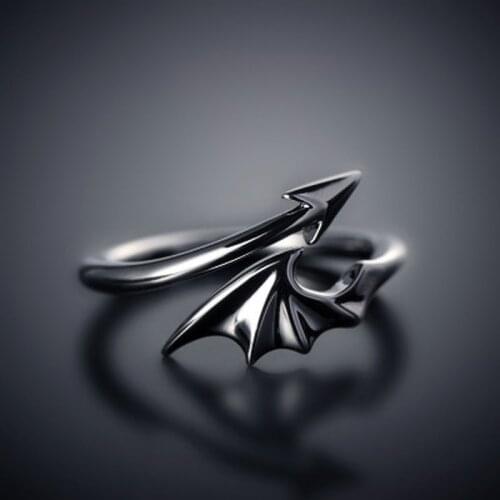 Punk Jewelry Titanium Brass Koakuma Little Devil Dragon Gothic Evil Vampire Rings Open Ring Halloween Party Jewelry Gift