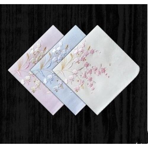 Female female sweat cotton handkerchief embroidered handkerchief embroidered cotton single-sided Double thick soft money increas