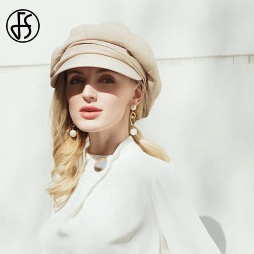 FS Spring Summer Women Newsboy Gatsby Cap Solid Plain Octagonal Hats Beret Ivy Visor Ladies Casual Cotton Hat Painter Caps