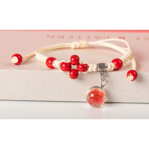 Colorful Flower Glass Pendant Bracelet DIY Cermaic Beads Bracelets Bangles For Women Wholesale #XN038