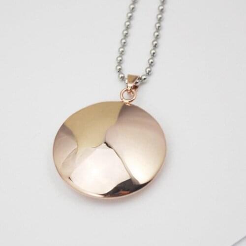 1 pc Fashion Hot Valentines Day Rose Gold Round Pendant Necklace Ball Chain Stainless Steel Necklace