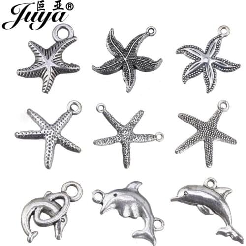 10pcs/lot Zinc Alloy Charms Starfish Dolphins Shape Ancient Pendant for DIY Jewelry Making Findings Handmade Accessories