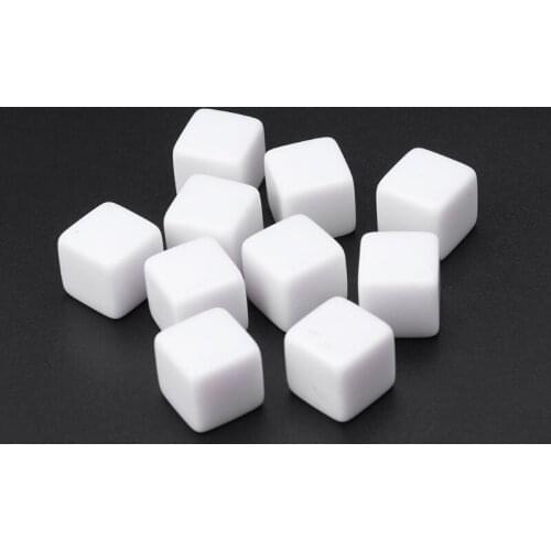 10pcs/pack New Acrylic 16/18/20mm White Blank Dice Teaching Props Game Accessories Mathematical Tools Square Corner