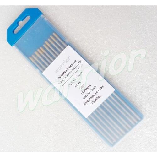 10pcs Gold Tips 1.5% Lanthanated Tungsten Electrodes WL15 3.2*150mm 1/8"/6" Ground Finish For Stainless Steel Welding