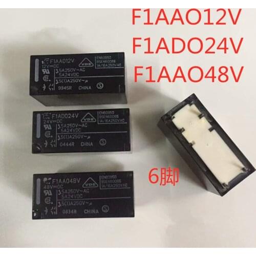 5Pcs/Lot F1AA012V F1AAO12V F1AD024V F1ADO24V F1AA048V F1AAO48V 5A 12VDC 24VDC 48VDC pin6 Relay