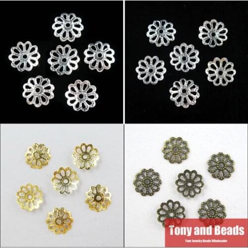 500Pcs=1Lot ! ) Jewelry Finding 9MM Flower End Beads Caps Gold Silvers Bronze Nickel Plated