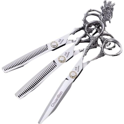 6 Inches Profesyonel Hair Hairdressing Thinning 440C Japan Stainless Steel Blade Trimming Barber Scissors