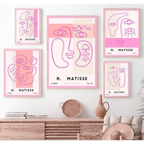 Matisse Abstract Line Face Eye Exhibition Wall Art Canvas Painting Nordic Posters And Prints Wall Pictures For Living Room Decor