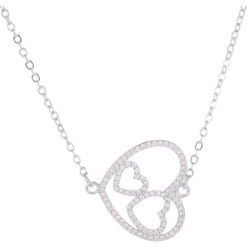 Ali Moda Dropshipping Micro Pave Crystal Heart Locket Pendant Jewelry With Link Chains Women Pendant Heart Necklace DIY Making