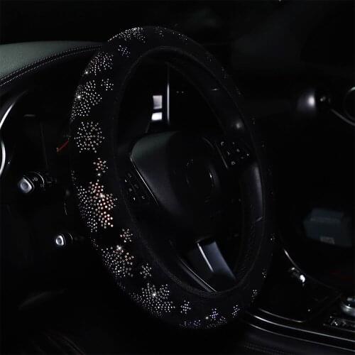 Car Steering Cover Red Auto 37-38cm Car Diamond Steer Wheel Cover Bling Shining Universal Snowflake Interior Accesseories