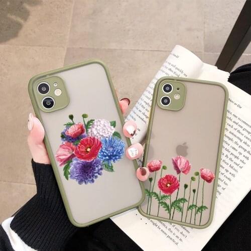 Poppies Flower Print Phone Cases For iPhone 11 12 Pro Max for iphone 6s 7 8 Plus SE 2020 X XS MAX XR Hard Matte Shockproof Cover