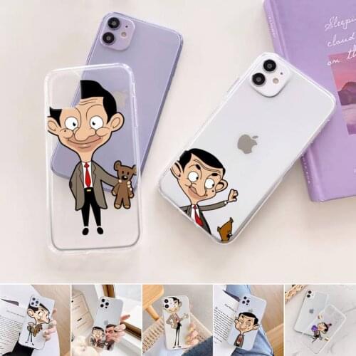 Mr.Bean cute funny cartoon Phone Case For iphone 12 11 mini x xs xr pro max 8 7 6s 6 5 5s 5c se plus Transparent soft
