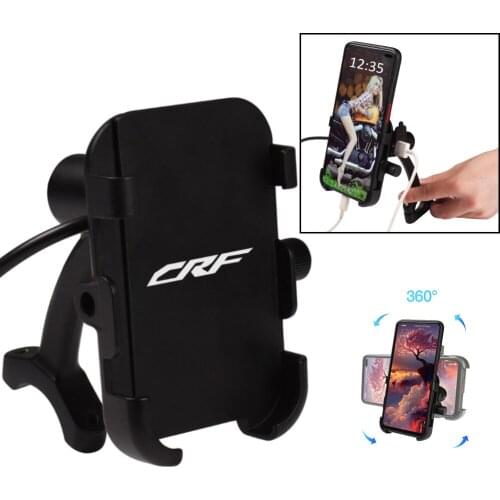 CNC Aluminum Motorcycle Phone Holder Mount Bracket With USB Charger For HONDA CRF250R CRF450R CRF250X CRF450X CRF230F CRF250L/M