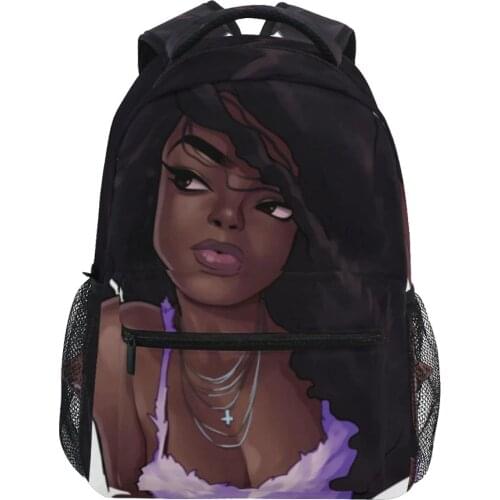 Children school bags cartoon brown girls print backpack for teenage afro girl women rucksack laptop backpack bookbag kid daypack