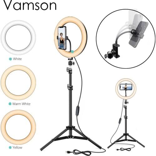 Vamson Ring Lamp for Selfie Phone Video Photography Lighting for Youtube Phone Holder Light Selfie Ring Light VLS11A