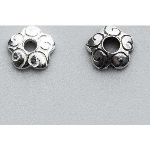 10pcs/lot 100% 925 Sterling Silver Bead Caps Craft Decoration Beading Receptacle Tassel Caps DIY Women Jewelry Making Findings