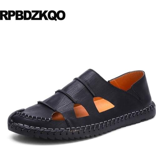 Brown 46 Designer Breathable Men Summer Hollow Leather Shoes Comfort Fashion Slip On Large Size Black Casual 11 Flats Cheap 2021