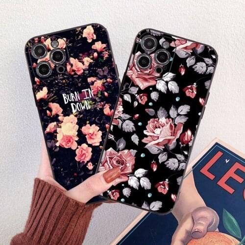 Beauty Flowers Phone Case For iphone 11 12 Pro Max Soft Silicone Candy Back Cover For iphone 6 6S SE 2020 7 8 plus X XR XS Coque
