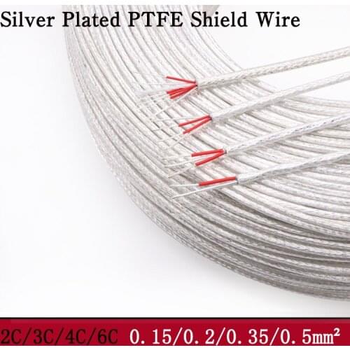 Square 0.15~0.5mm High Purity Silver Plated OFC PTFE Wire 2 3 4 6 cores Hifi Audio DIY Amplifier Speaker Headphone Line Cable