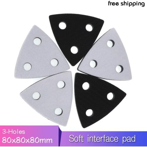 80x80x80MM 3-Hole Soft Interface Pad Hook and Loop Sanding Disc Backing Pad Power Tools Accessories (Pack of 5)