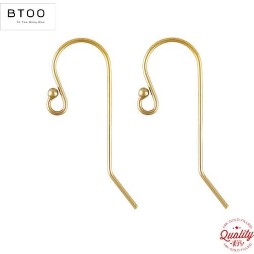 14K Gold Filled Ball End Ear Wire 12.0x25.0mm (0.66mm) Gold Ear Wire for Jewelry Making Handmde DIY Earrings Accessories