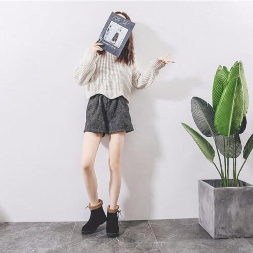 New Winter Cotton Shoes Suede Wild Casual Style Lace-up Womens Shoes Thick Warm Plus Velvet Womens Short Boots Casual B22-07