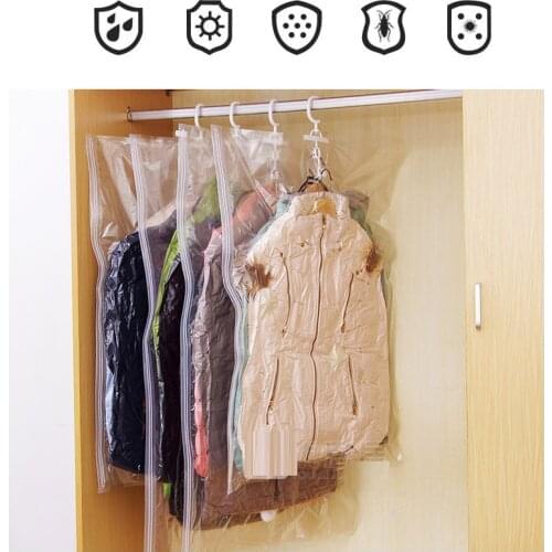 2021 Newest Hanging clothing compression bag storage bag transparent large thickened down suction vacuum bag