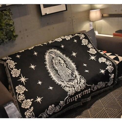 Super Virgin Mary Black Red Blanket Personality Tapestry Office Air Conditioning Blanket Nap Blanket Living Room Sofa Ornaments