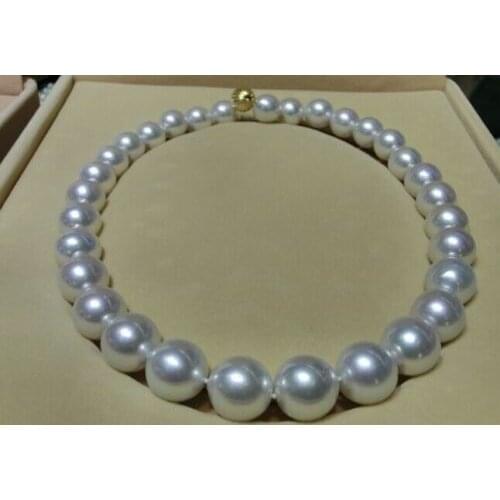 18" 12-15mm genuine natural south sea white pearl necklace