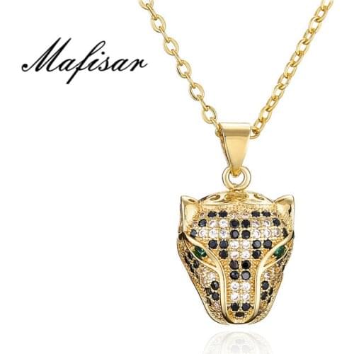 Mafisar 2021 New Fashion Gold Color Leopard Head Pendant Necklace For Women Men Luxury Cubic Zirconia Jewelry Female Accessories