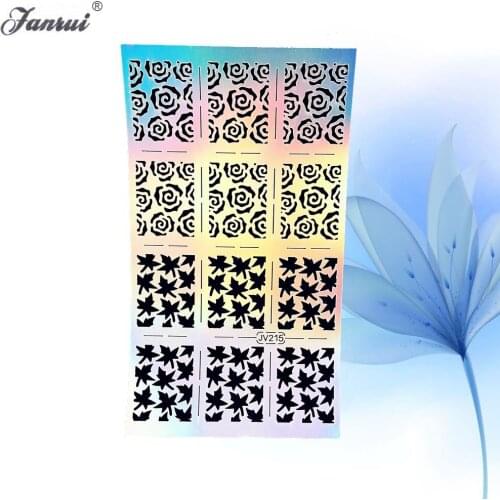 Hollow Out Rose Flower Maple Leaf Pattern DIY Nails Stencil Sticker Reusable Nail Art Vinyls Decals Stickers Stamping Template