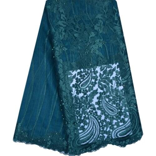 Latest Style 2018 Fashion African Lace Fabric With Stones Embroidery French Tulle Lace Fabric Material For Party Dress 1138