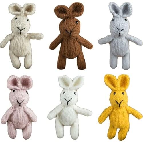 Newborn Baby Photography Props Cute Crochet Knitted Rabbit Doll Toy Handmade Infants Photo Shooting Accessories