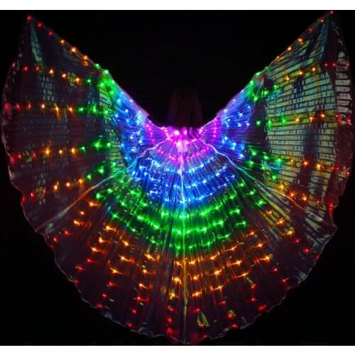 Stage Performance Props Women Dance Accessory DJ LED Dance Wings Light Up Wing Costume LED Dance Wings Rainbow Colors With Stick