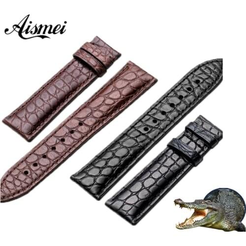 Watchband 12mm 14mm 16mm 18mm 20mm 22mm 24mm Alligator Full-grain Crocodile Grain Genuine Leather bands Black Brown Watch Strap