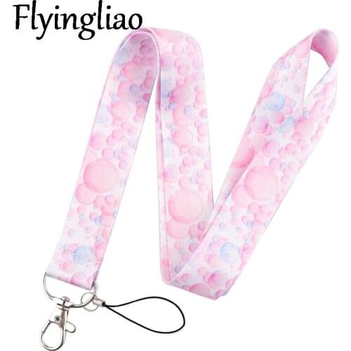 Pink Blue Bubble Cartoon Neck Strap Lanyard for Keys ID Card Badge Holder Mobile Phone Straps Rope Keychain Webbing Ribbon