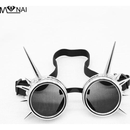 Retro Punk Welding Round Goggles Gothic Steampunk Style Cosplay Antique Spikes Eyewear Rivet Glasses Unique
