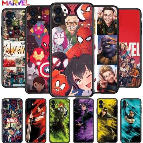 Marvel Hero Spider-Man for Apple iPhone 12 Pro Max Mini 11 Pro XS Max X XR 6S 6 7 8 Plus 5S SE2020 Soft Black Phone Case