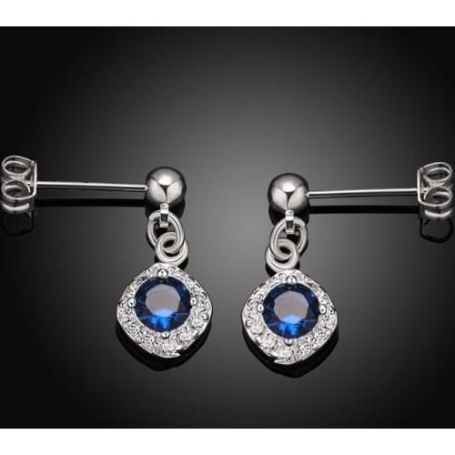 Wholesale silver plated Earring,925 jewelry silver,Blue Stone Earrings SMTE430